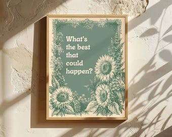 Sage Green Wall Art | Sunflower Wall Art | Botanical Wall Art | Cottagecore Decor | Quote Wall Art | Housewarming Gift | Green Decor