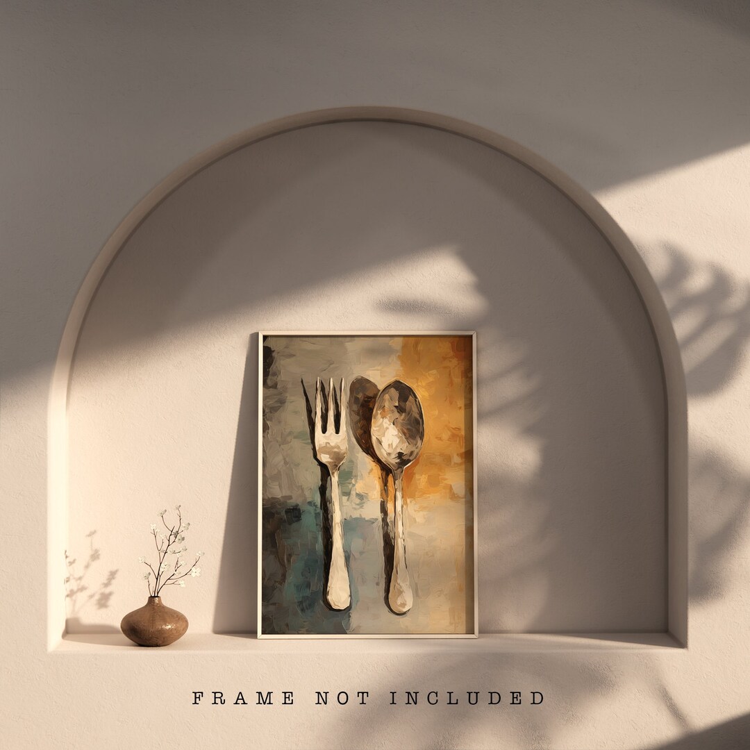 Colorful Kitchen Wall Art | Utensils Painting | Housewarming Present