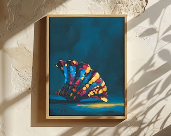 Muschelkunst, Kunstdruck eines Originalgemäldes, gerahmte Wandbilder, Leinwandbilder, Küstenmotive, Ozeanmotive, Strandhauskunst