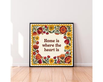 Housewarming Gift | New Home Gift Print | Custom Poster | Farmhouse Wall Art | Folk Floral Art | Wedding Gift | Botanical Wall Art