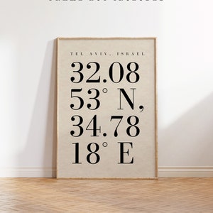 Coordenadas personalizadas / Impresión de compromiso personalizada / Regalo único para el hogar / Decoración de pared de aniversario / Ubicación personalizada / Regalo de primer aniversario