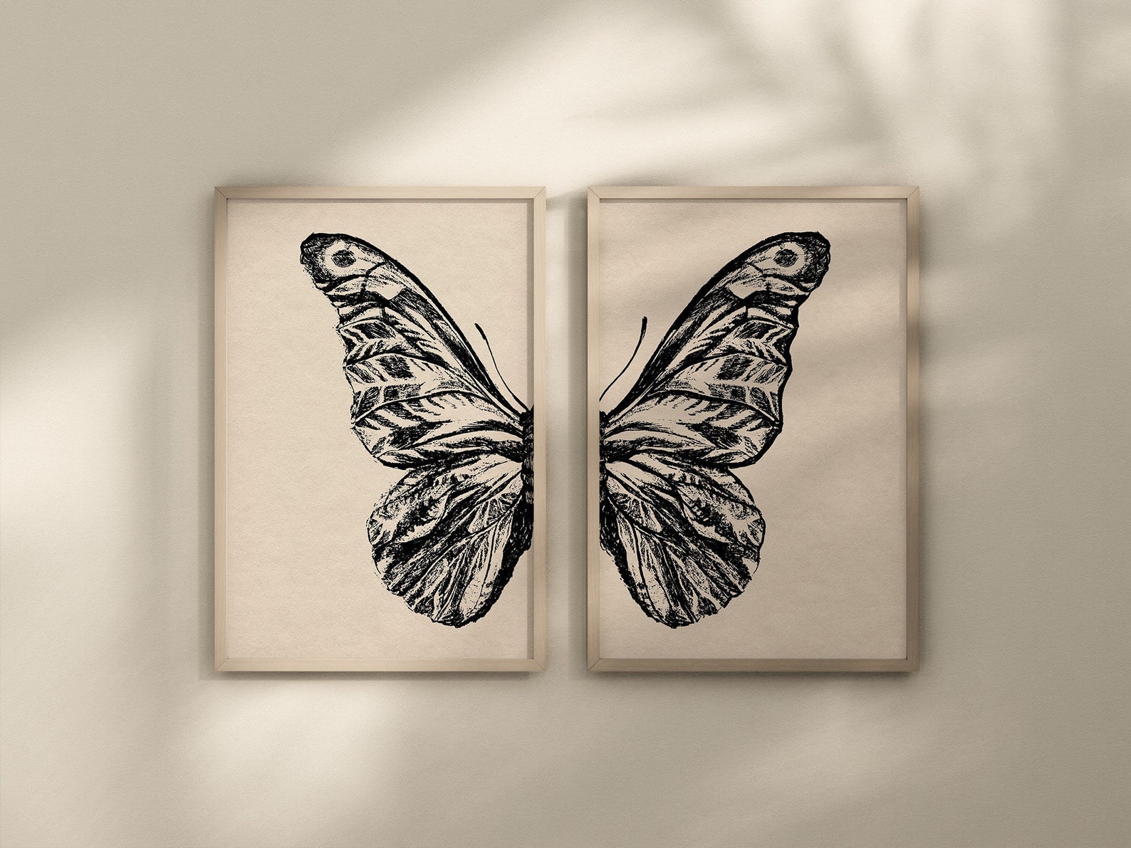 Butterfly Print Set: Vintage Boho Wall Art (set of 2) - Etsy