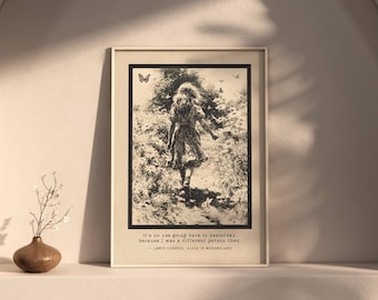 Alice in Wonderland Print | Lewis Carroll Quote | Book Lover Gift | Vintage Literary Wall Art | Graduation Gift | Matte Paper Print