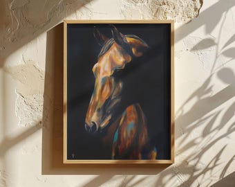 Pferdeporträt als Kunstdruck nach einem originalen Acrylgemälde, Pferde-Wandbild, stimmungsvolle Tierkunst, Leinwand- oder Mattdruck, optional gerahmt, mein Originalkunstwerk