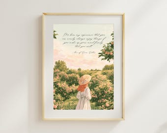 Anne von Green Gables – gerahmter Kunstdruck, Zitat „Entscheide dich“, Wandbild im Cottagecore-Stil, Geschenk für Bücherliebhaber, Deko für Bücherfreunde, Frühlingsdeko für Mädchenzimmer