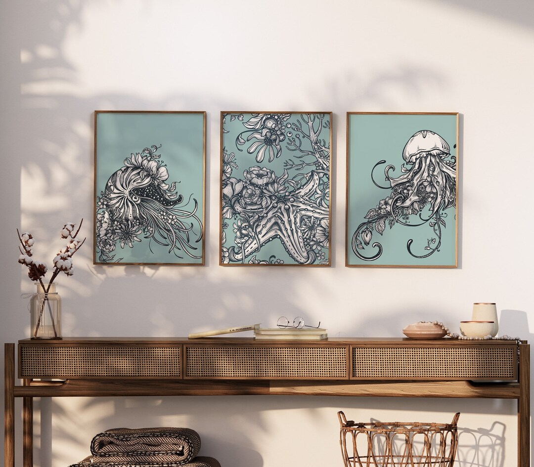 Nautical Nursery Print Set: Ocean Floral Wall Art - Etsy