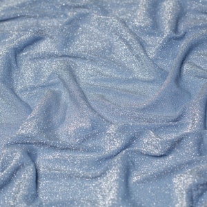 Minerva Core Range Lurex Sparkle Metallic Stretch Knit Fabric - jasnoniebieski, jednolity wzór - szerokość 160 cm / 64&quot; - na metr