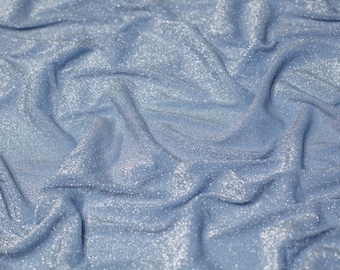 Minerva Core Range Lurex Sparkle Metallic Stretch Knit Fabric - Light Blue Plain Pattern - Width 160cm / 64" - per metre
