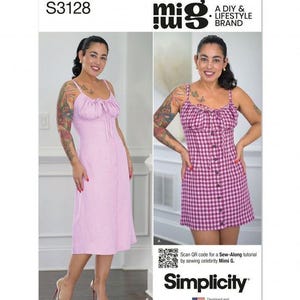 Simplicity 3128 Damklänning Sömnadsmönster Fysiskt Pappersmönster Enkel Klädsömnad Outfit