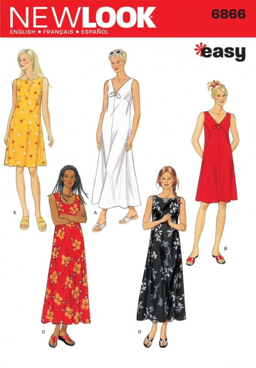 New Look Sewing Pattern 6866 Women S-M-L-XL Dresses - Etsy