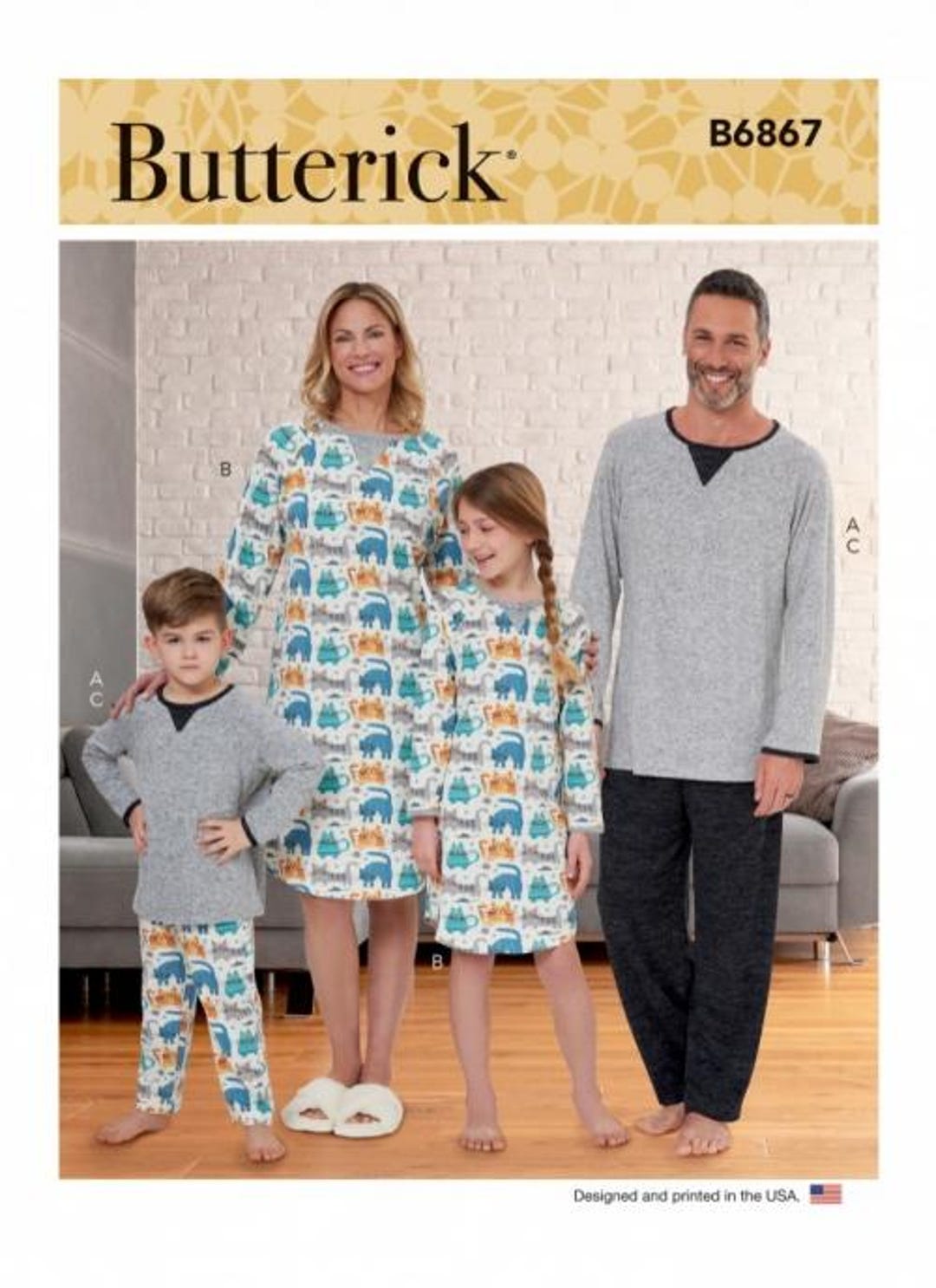 Butterick Sewing Pattern 6867 Women, Men, Teenagers, Kids Pyjamas - Etsy