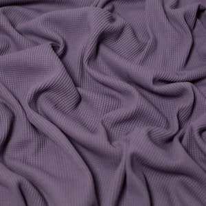 Minerva Core Range Cotton Waffle Textured Stretch Knit Fabric - Purple Sage Plain Pattern - OEKO-TEX - Width 140cm / 56&quot; - per metre