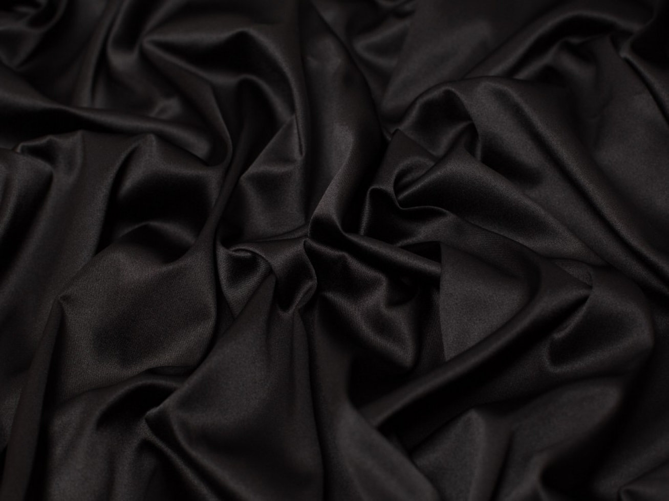 Minerva Core Range Stretch Woven Duchess Satin Fabric - Black Plain ...