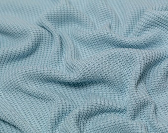 Minerva Core Range Chunky Cotton Sweater Knit Stretch Fabric - Powder Blue Plain Pattern - OEKO-TEX - Width 150cm / 60" - per metre