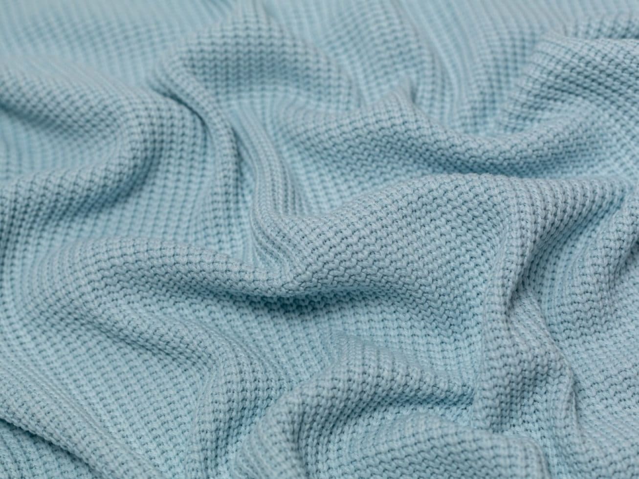 Minerva Core Range Chunky Cotton Sweater Knit Stretch Fabric Powder Blue  Plain Pattern OEKO-TEX Width 150cm / 60 per Metre 
