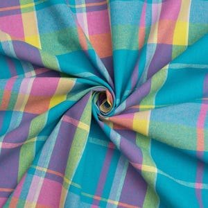 Minerva Cotton Madras Shirting Dressmaking Fabric per metre, Checks Design - 145cm / 57" Wide
