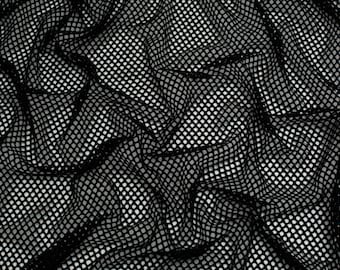 Minerva Core Range Fishnet Stretch Mesh Fabric - Black Plain Pattern - Width 160cm / 64" - per metre