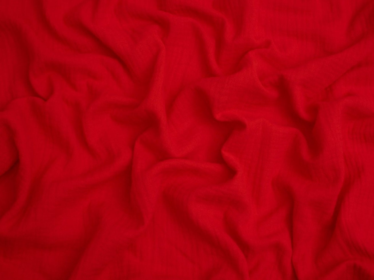 Minerva Core Range Cotton Double Gauze Fabric - Rich Red Plain Pattern - OEKO-TEX - Width 130cm / 52" - per metre