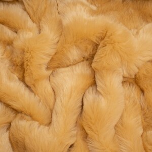 Minerva Core Range Plush Faux Fur Fabric Black Plain Pattern Width 155cm / 62 per metre Beige, Gold