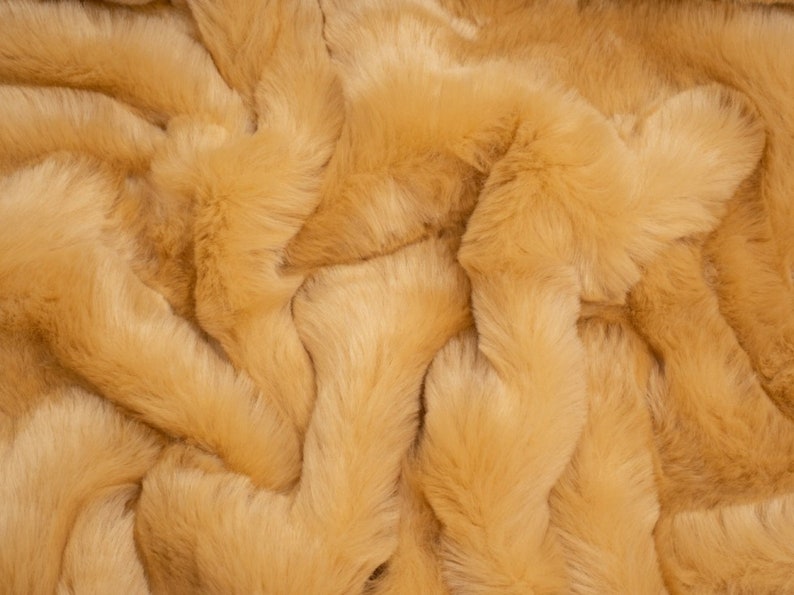 Minerva Core Range Plush Faux Fur Fabric Black Plain Pattern Width 155cm / 62 per metre Beige, Gold