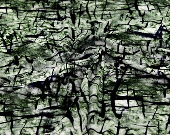 Minerva Exclusive Etched Embers Viscose Challis Fabric - Green Abstract Pattern - OEKO-TEX - Width 150cm / 60" - per metre