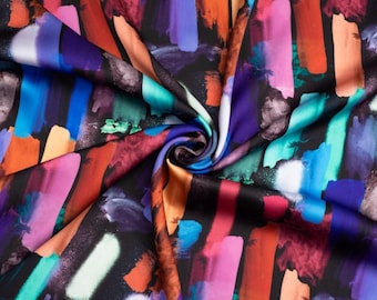 Crepe Back Satin Dress Fabric - Minerva Exclusive Plentiful Paints - Patterned, Abstract - Width 145cm / 58" - per metre