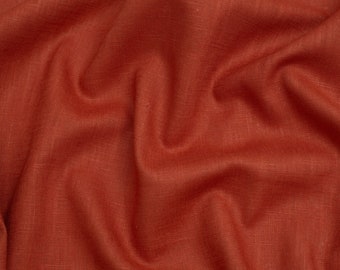 Minerva Core Range Textured 100% Ramie Linen Fabric - Terracotta Plain Pattern - Width 138cm / 55" - per metre