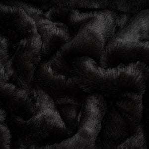 Minerva Core Range Plush Faux Fur Fabric Black Plain Pattern Width 155cm / 62 per metre Black
