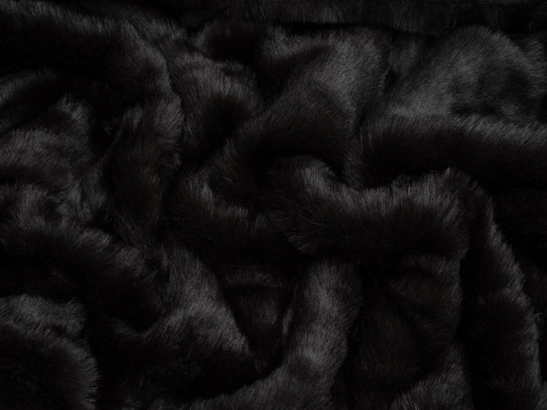 Minerva Core Range Plush Faux Fur Fabric Black Plain Pattern Width 155cm / 62 per metre Black
