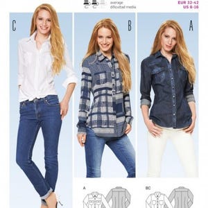 Patron de couture Burda 6849 Femmes 6-8-10-12-14-16 Chemises, hauts