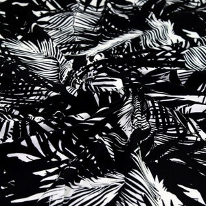 Minerva Exclusive Palm Plantation Viscose Challis Fabric - Black Plants Pattern - OEKO-TEX - Width 150cm / 60" - per metre