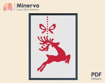Christmas Reindeer - Counted Cross Stitch Pattern - Instant Download PDF Includes Cross Stitch Chart & Instructions