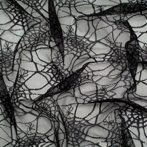 Minerva Core Palette Spiderweb Netz Stoff - Schwarzes Gothic Muster - Breite 147 cm / 58&quot; - Meterware