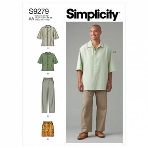 Patron de couture Simplicity 9279 Chemises, pantalons et shorts pour hommes Niveau intermédiaire
