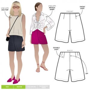 Style Arc Sewing Pattern Cora Shorts Women