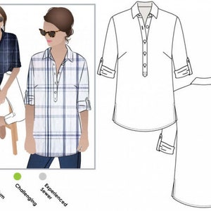 Style Arc Sewing Pattern Lennie Over Shirt Women