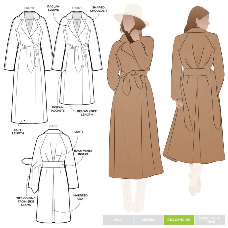 Style Arc Sewing Pattern Ormond Coat Women Etsy Canada