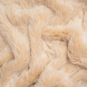 Minerva Core Range Plush Faux Fur Fabric Black Plain Pattern Width 155cm / 62 per metre Beige