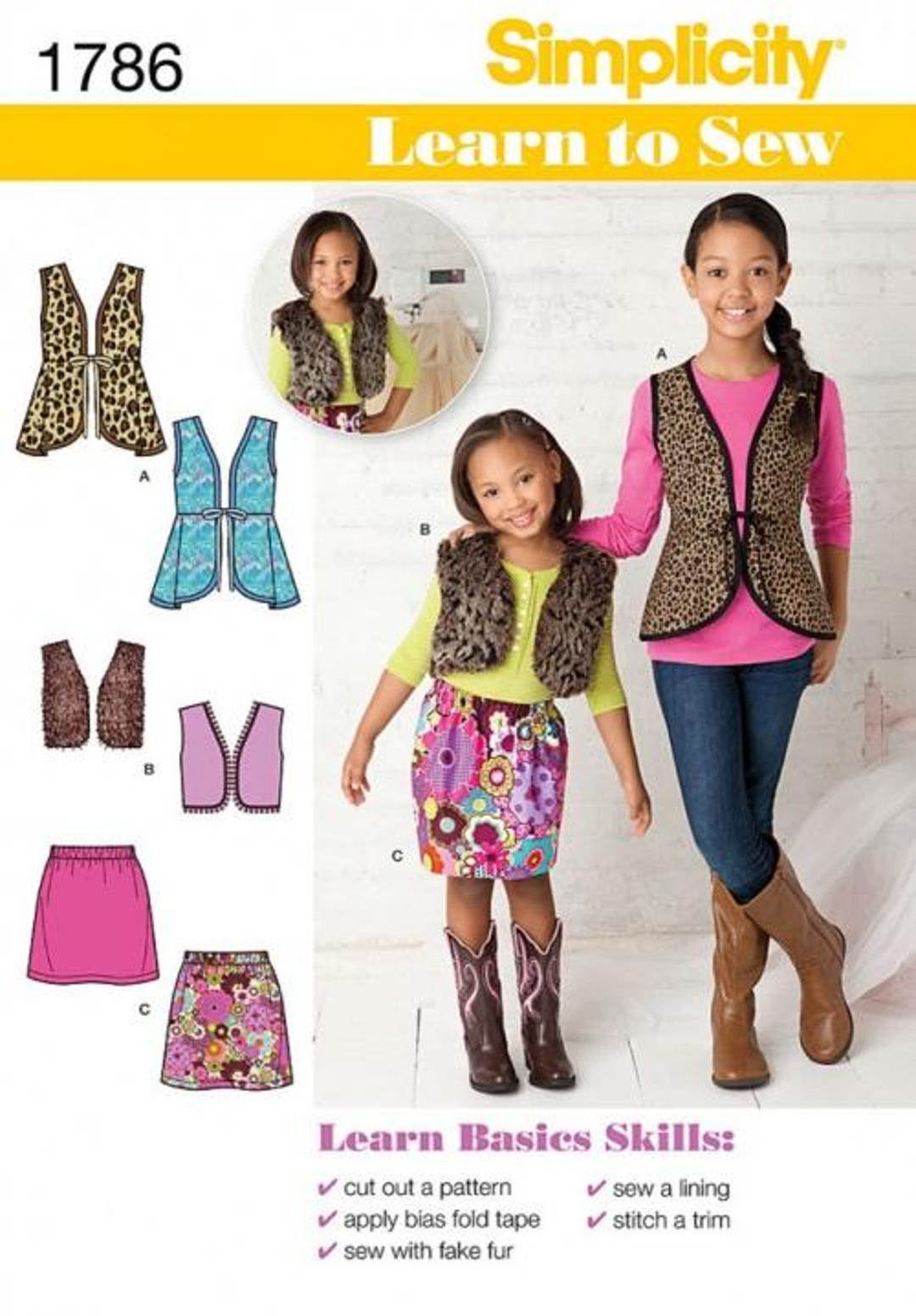 Simplicity Sewing Pattern 1786 Kids, Teenagers Ages: 7-8-10-12-14