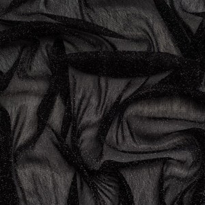 Minerva Core Range Moonlight Stretch Powermesh Net Fabric - Black & Silver Plain Pattern - Width 165cm / 66" - per metre