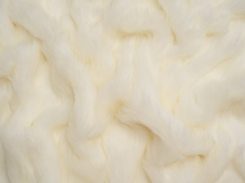 Minerva Core Range Plush Faux Fur Fabric Black Plain Pattern Width 155cm / 62 per metre White