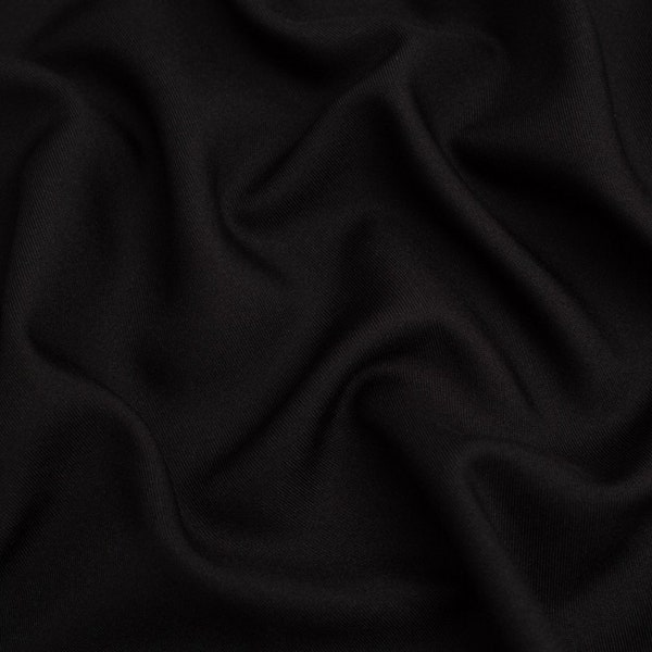 Minerva Kern-Reihe Polyester-Twill Anzugstoff - Schwarzes einfarbiges Muster - Recycled - Breite 148cm / 59" - Meterware