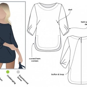 Style Arc Sewing Pattern Sadie Tunic Top Women