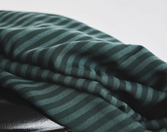Two Tone Stripe Tencel Lyocell Twill Fabric - Deep Green Stripes Pattern - OEKO-TEX - Width 148cm / 59" - per metre