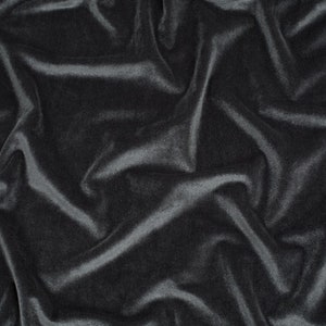Minerva Core Range Panne Velvet Stretch Knit Fabric - Dark Grey Plain Pattern - Width 150cm / 60" - per metre