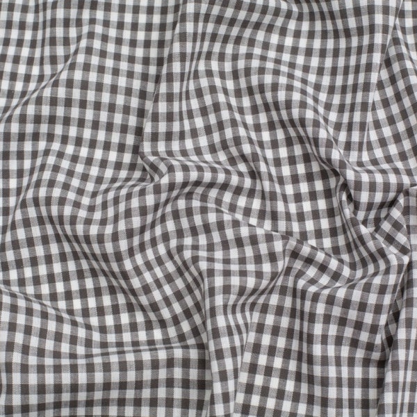 Minerva Core Range 1/4 inch 100% Cotton Gingham Fabric - Grey Checks Pattern - OEKO-TEX - Width 140cm / 56" - per metre