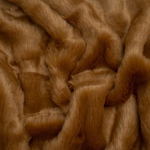 Minerva Core Range Plush Faux Fur Fabric Black Plain Pattern Width 155cm / 62 per metre Brown