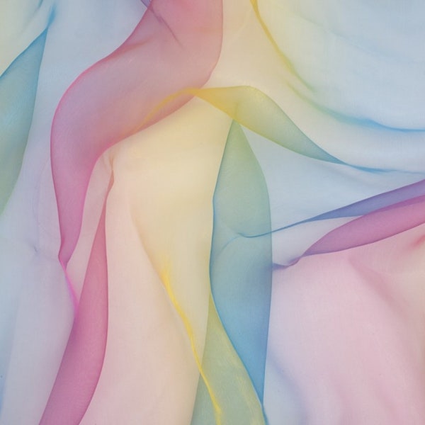 Minerva Core Range Rainbow Organza Fabric - Pastel Stripes Pattern - Width 150cm / 60" - per metre