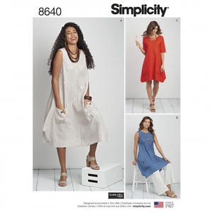Simplicity Symönster 8640 Damklänning, Tunikor, Toppar