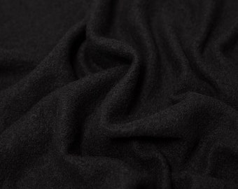 Minerva Core Range Heavy 100% Boiled Wool Coating Fabric - Black Plain Pattern - Width 145cm / 58" - per metre